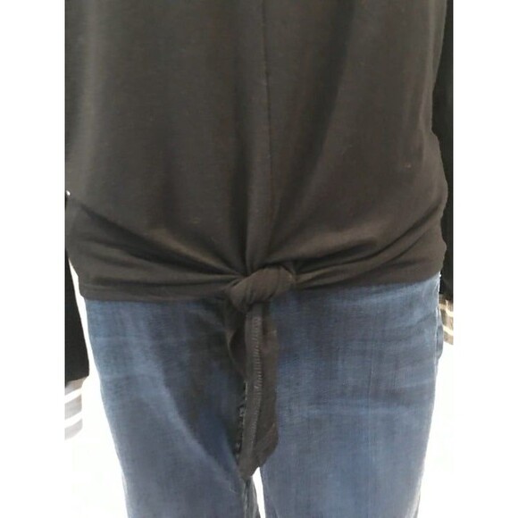 Anthropologie Tiny Pippa Black Tie Front Blouse Sheer Panels XS - Picture 4 of 9